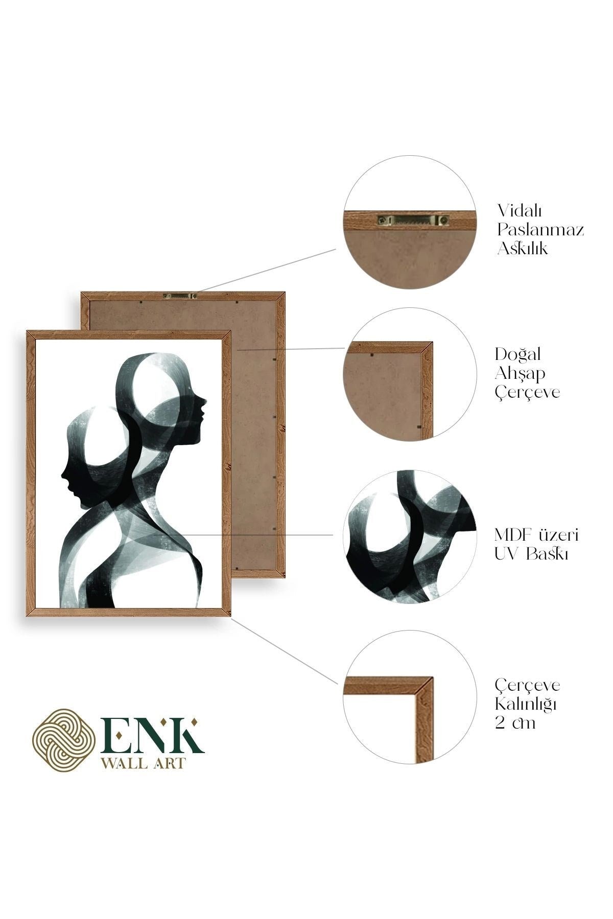 Soyut Ahşap Çerçeveli Tablo 30 x 42