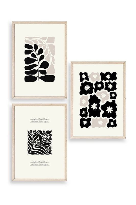 Modern Üçlü Ahşap Çerçeveli Tablo 23 x 30