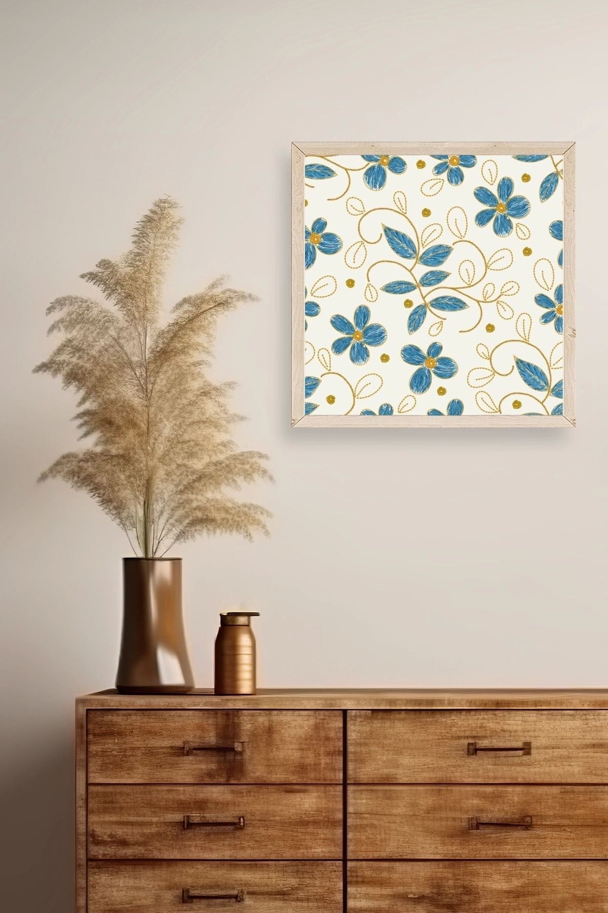 Çiçek Ahşap Çerçeveli Tablo 23 x 23