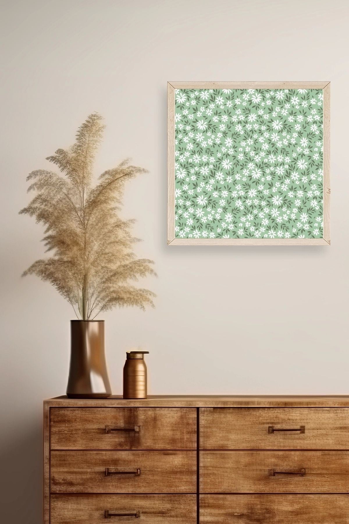 Çiçekler Ahşap Çerçeveli Tablo 42 x 42