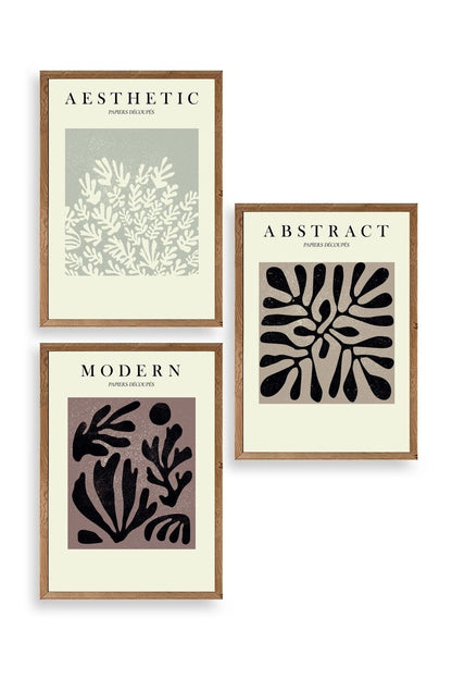 Modern Üçlü Ahşap Çerçeveli Tablo 50 x 70