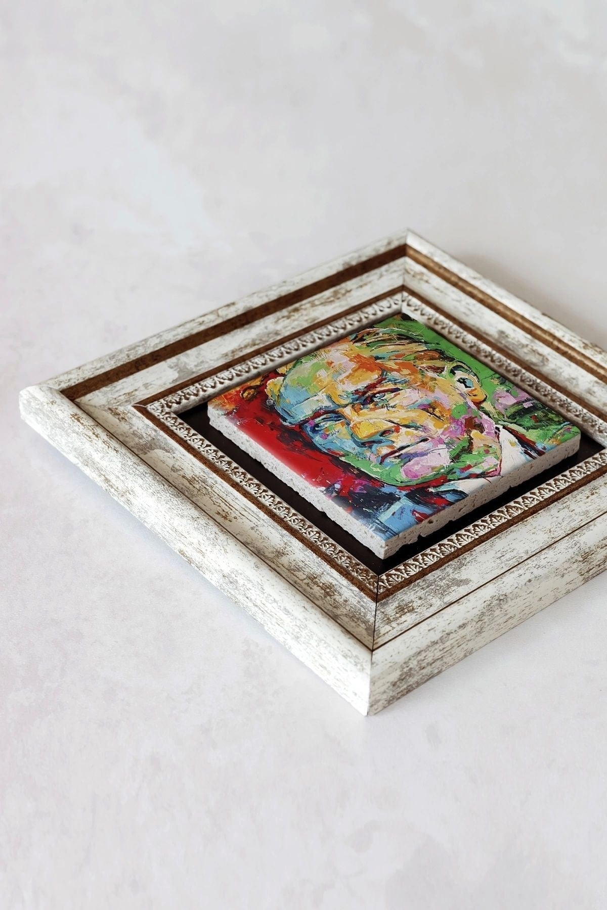 Atatürk Çerçeveli Taş Tablo , Çerçeveli Taş Duvar Dekoru-enkcrcvtbl-00173 20 cm