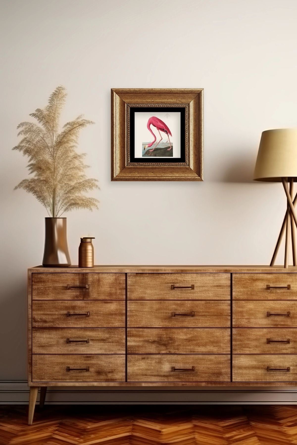 Flamingo Çerçeveli Taş Tablo 20 cm