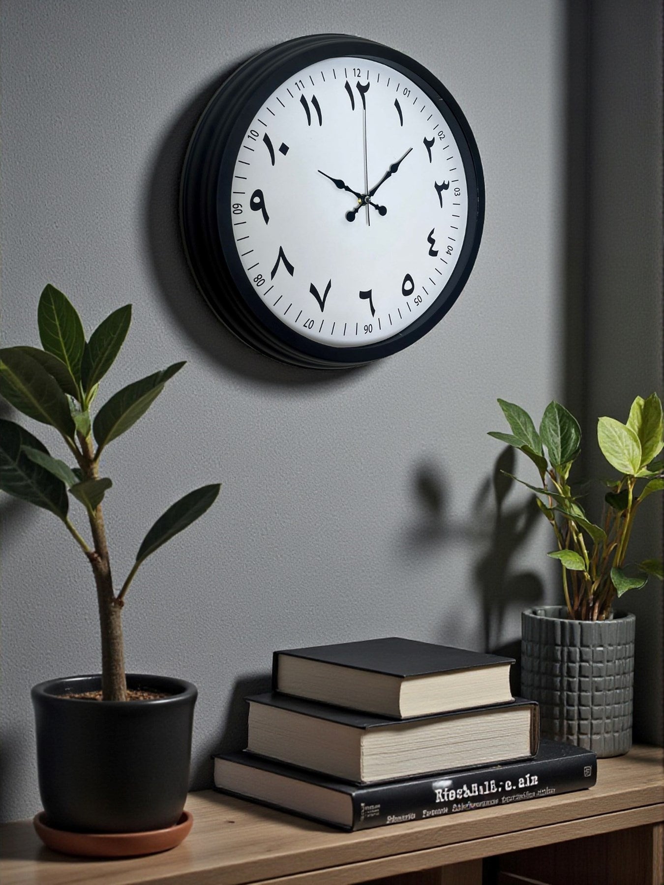 Siyah Arapça Rakamlı 40 Cm Metal Duvar Saati