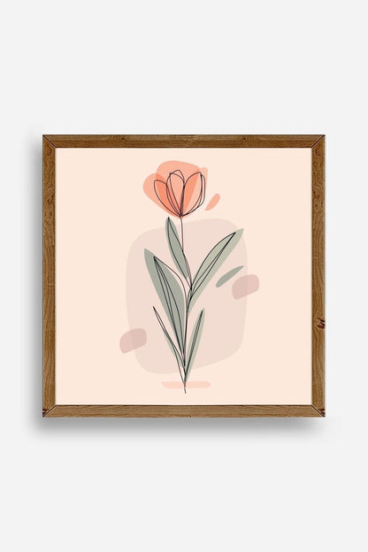 Çiçek Ahşap Çerçeveli Tablo 50 x 50