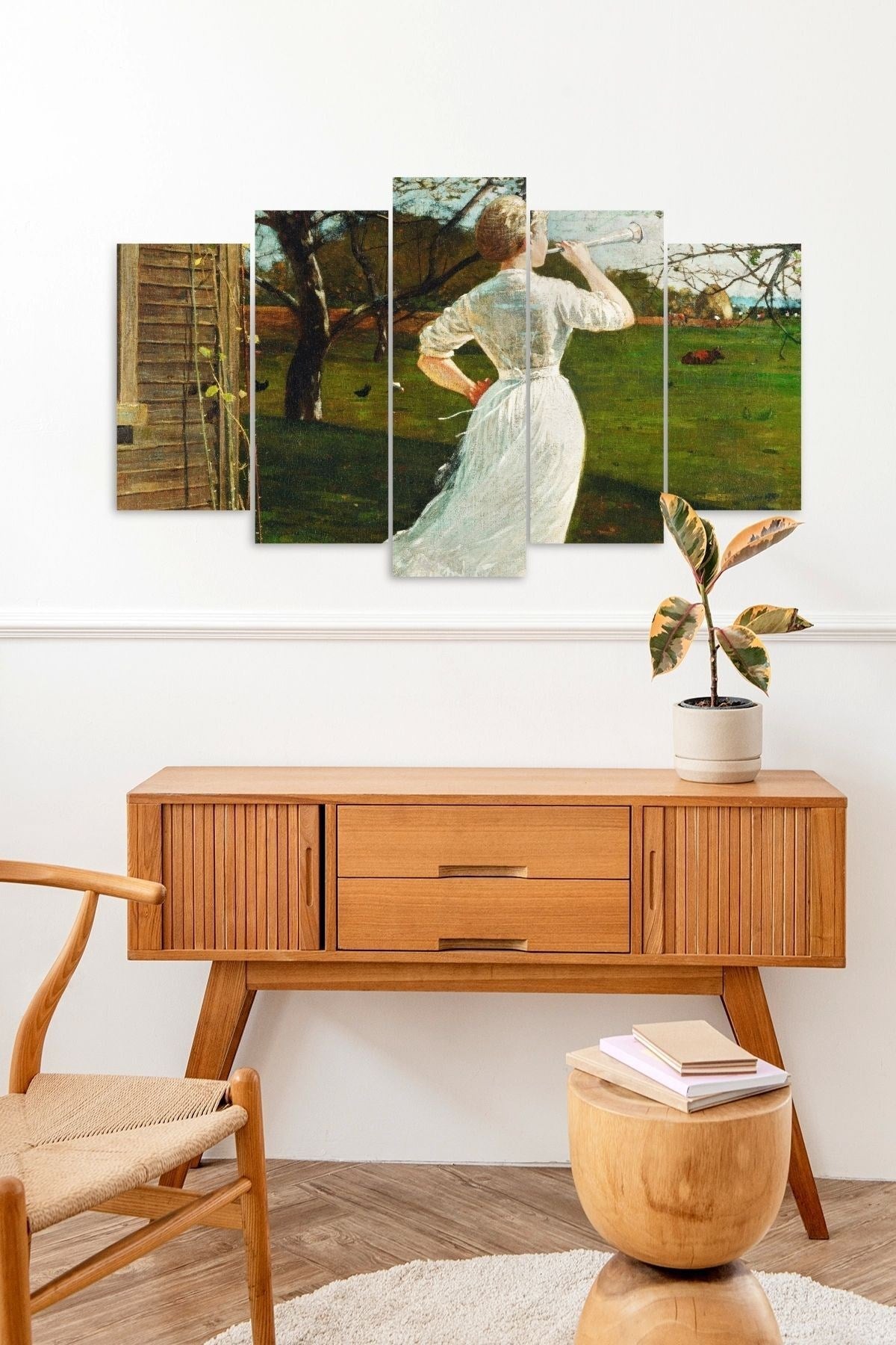 Kadın Manzarası 5 Parçalı Mdf Tablo 60 x 100