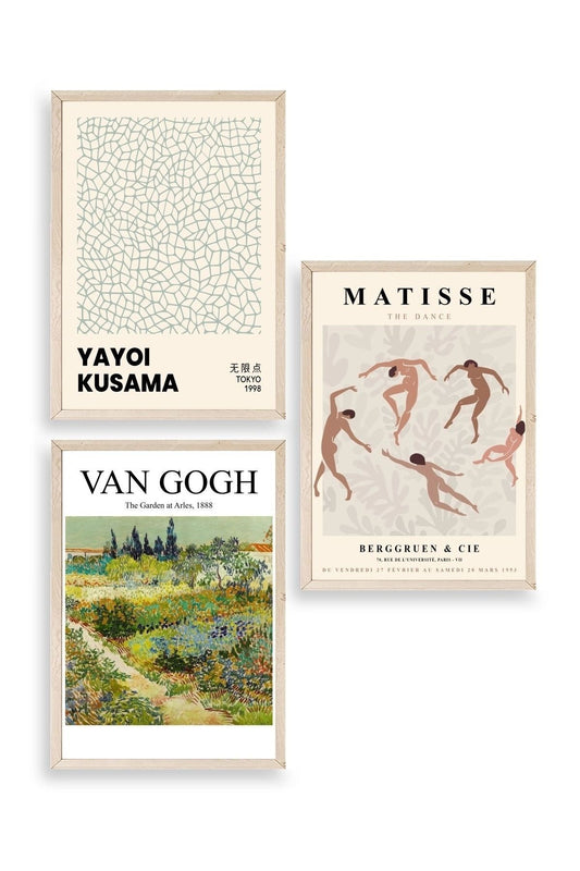 Ünlü Tablolar Üçlü Ahşap Çerçeveli Tablo 40 x 60