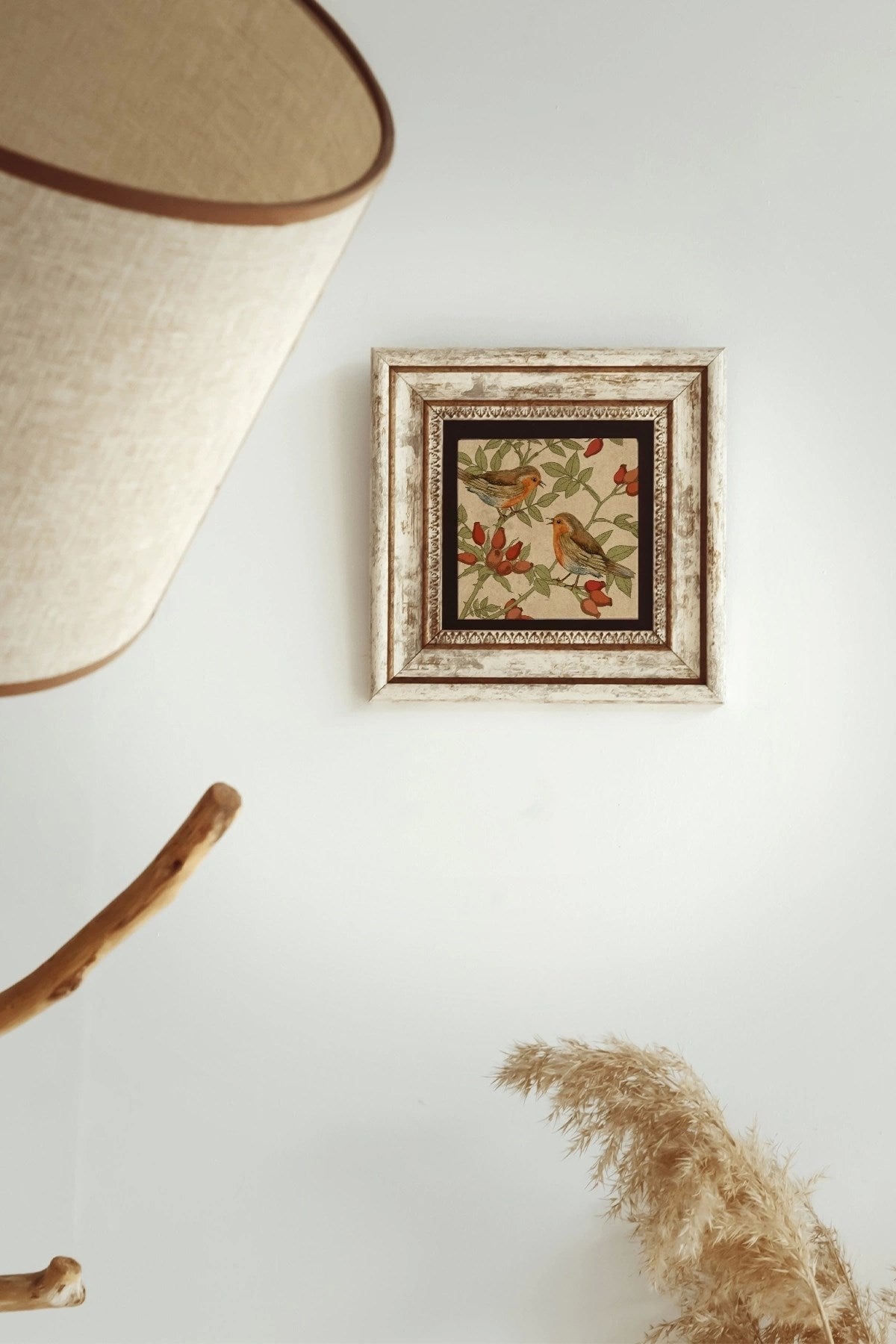 Kuş Çerçeveli Taş Tablo , Çerçeveli Taş Duvar Dekoru - Enkcrcvtbl-00091 20 cm