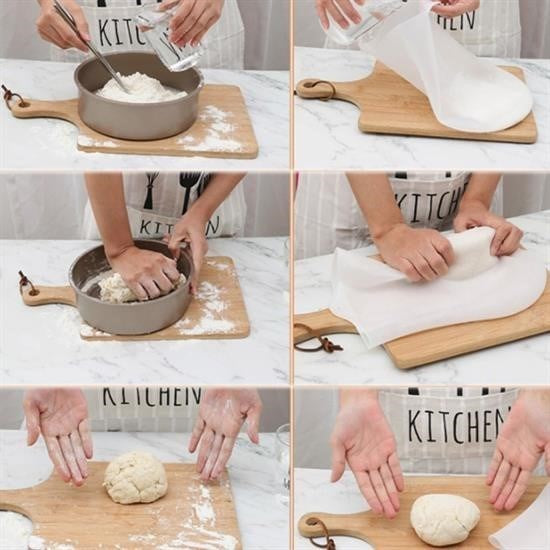 BUFFER® Büyük  Hamur Torbası  Silikon Şeffaf Hamur Yoğurma Torbası Ekmek Makarna Mantı  Hamuru Kolay