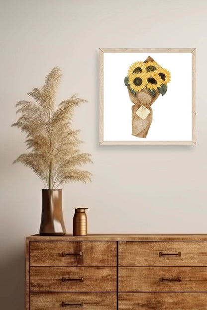 Çiçek Ahşap Çerçeveli Tablo 23 x 23