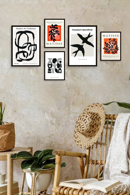 Ünlü Tablo Seti 5'li Tablo 30 x 40