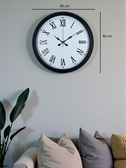 Siyah Klasik & Şık 40 Cm Metal Duvar Saati