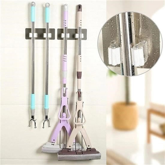 BUFFER® Pratik Organizer 4lü Yapışkanlı Fırça Paspas Mop Fırça Sabitleyici Ergonomik Alet Aparatı