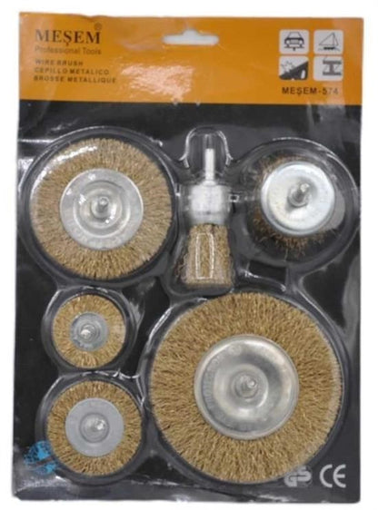 BUFFER® 6'lı Pimli Tel Fırça Seti Pas Yağ Kir Boya Yapışkan Çözücü