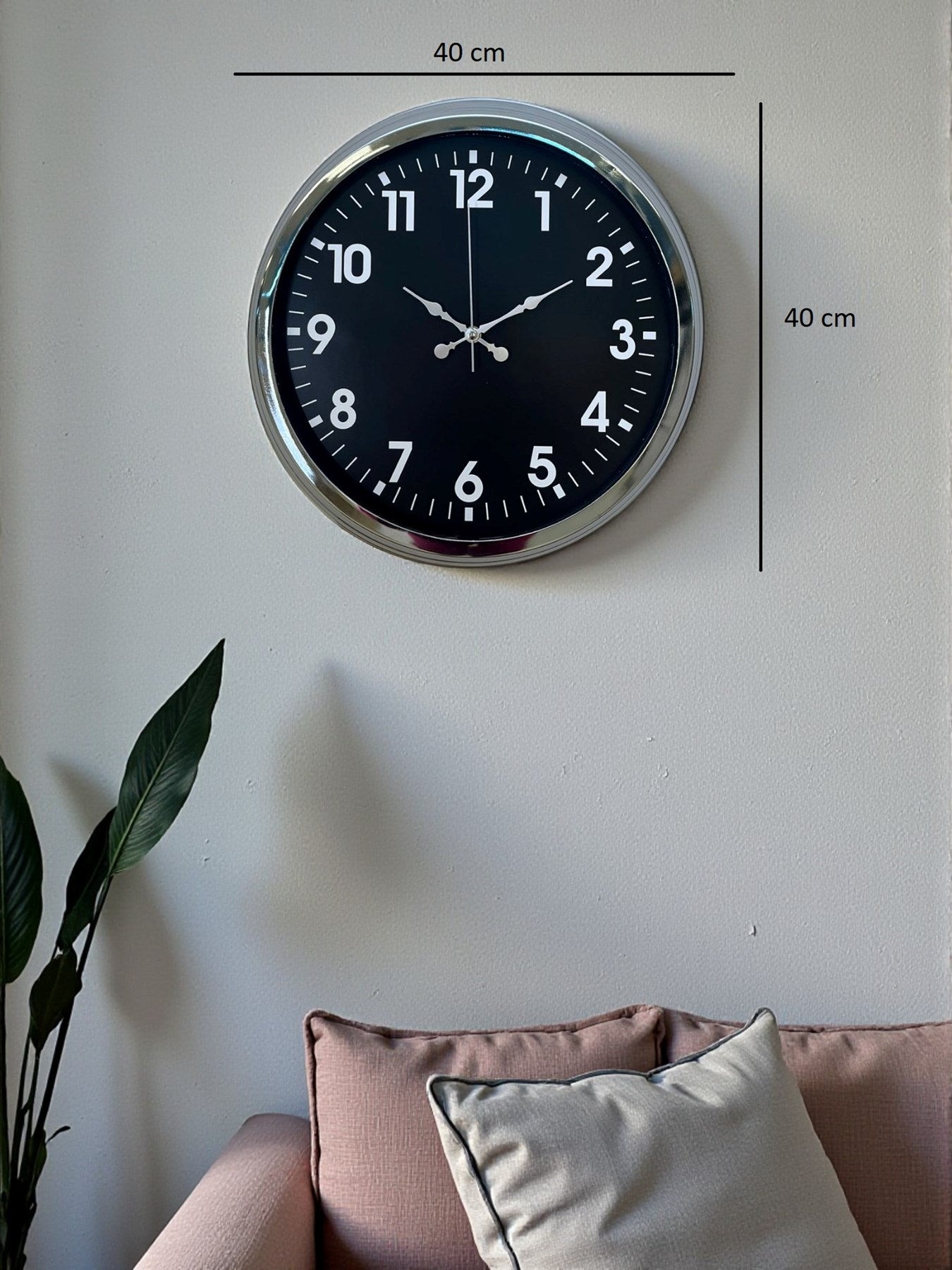 Zentime 40 Cm Krom Şık Duvar Saati