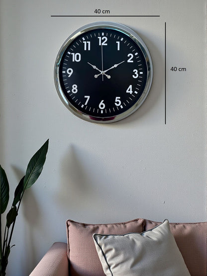 Zentime 40 Cm Krom Şık Duvar Saati