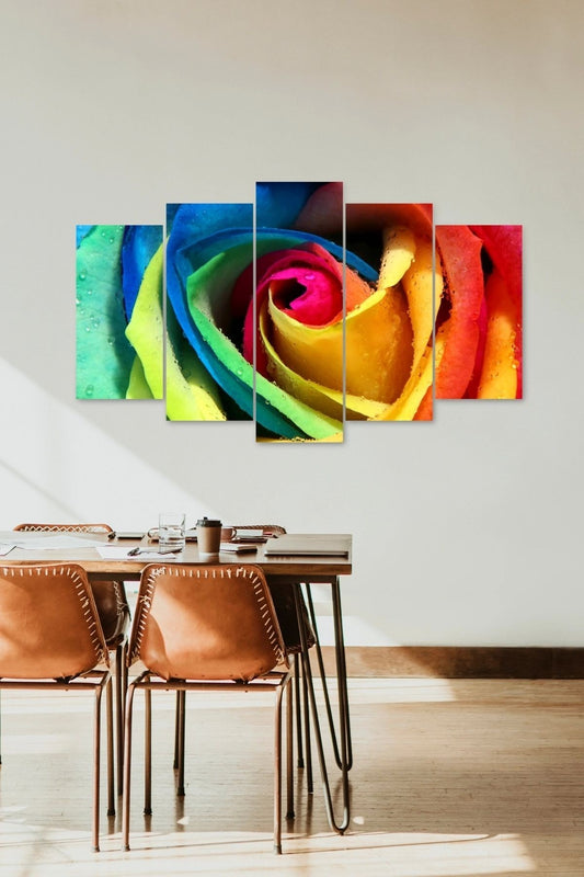 Gül Manzarası Retro 5 Parçalı Mdf Tablo 60 x 100