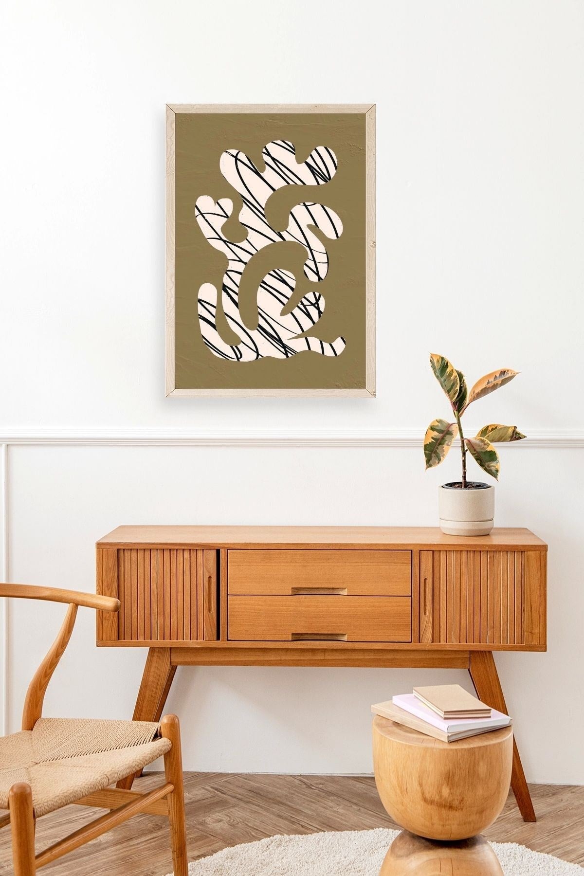 Soyut Ahşap Çerçeveli Tablo 17 x 23