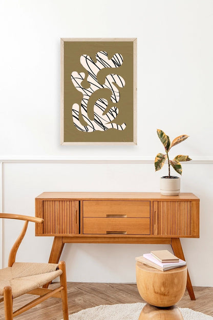 Soyut Ahşap Çerçeveli Tablo 17 x 23