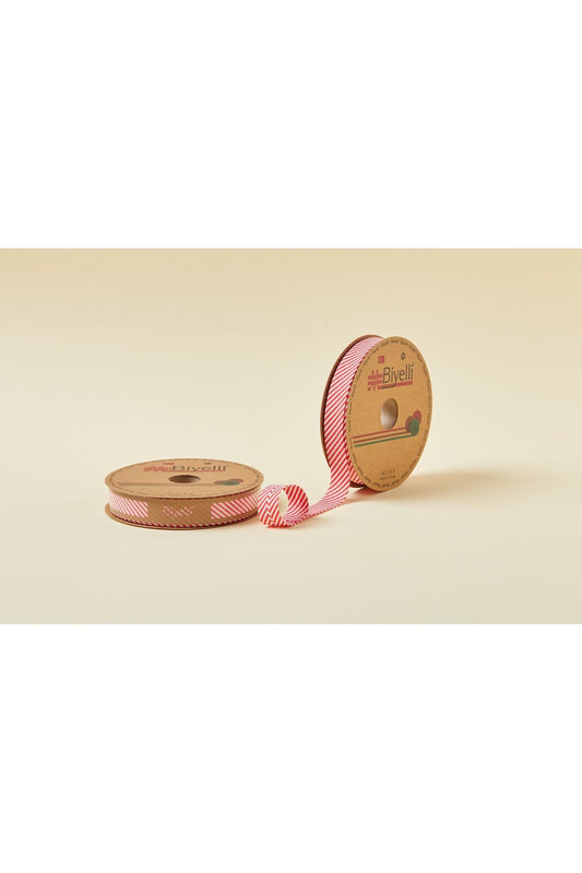 Biye Çizgili Katlı C03 Kırmızı 2 cm 25 Metre %65 Koton %35 Polyester