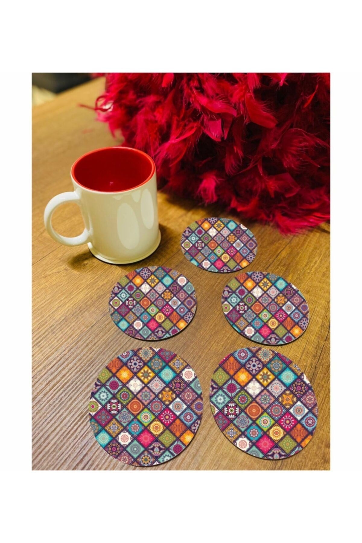 6 Parça Ahşap Bardak Altlığı