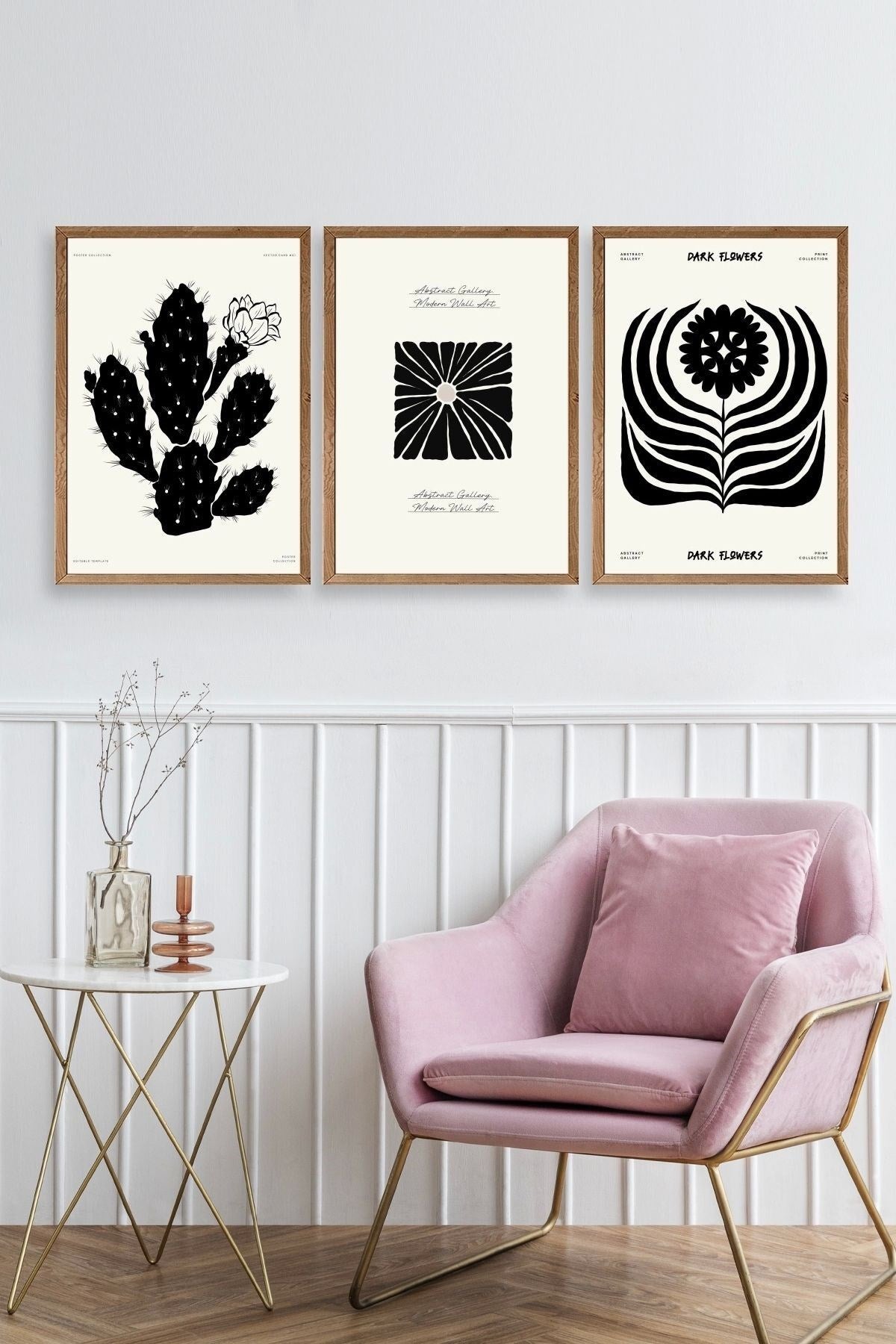 Modern Üçlü Ahşap Çerçeveli Tablo 50 x 70