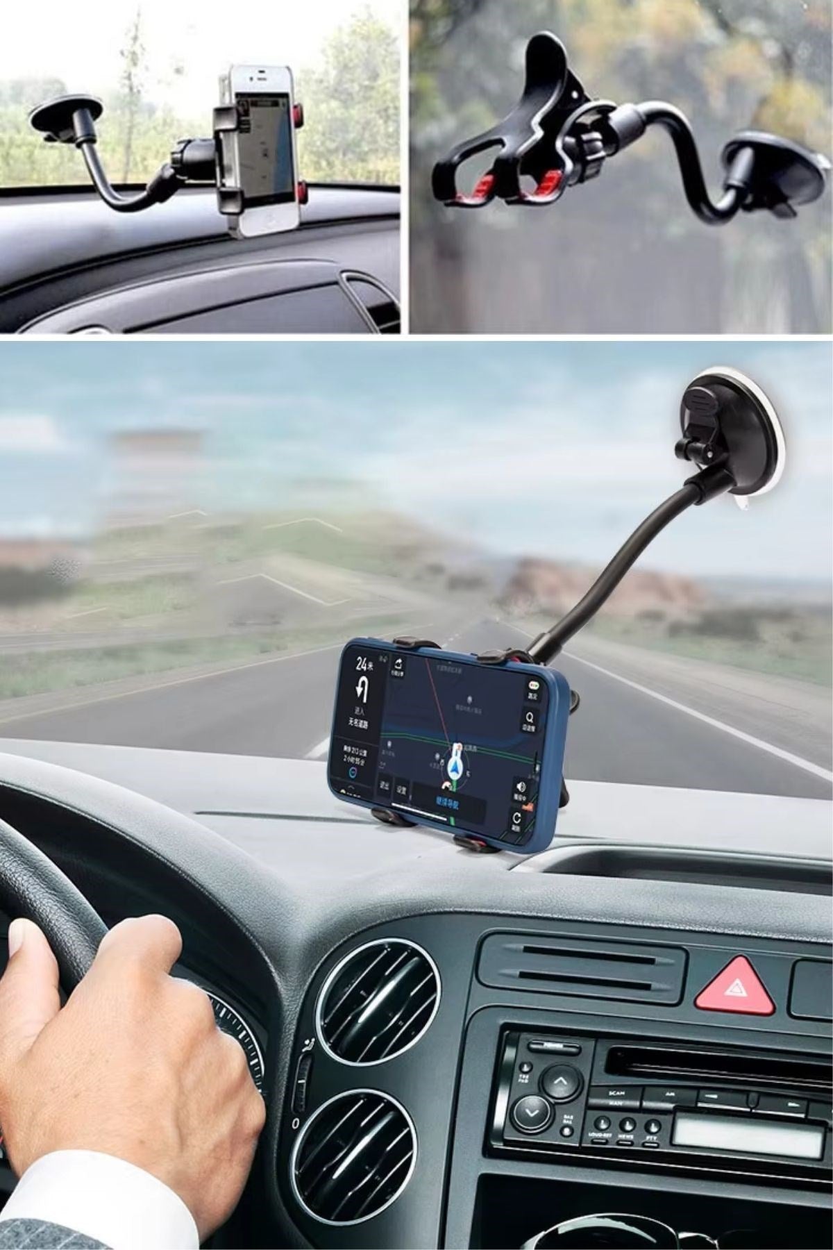 BUFFER® Akrobat Cama Sabitlenen Güçlü Vakumlu 360 Derece Dönen Tüm Modellere Uyan Oto Telefon Tutucu