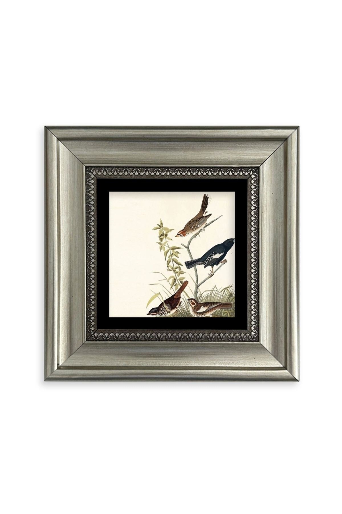 Daldaki Kuşlar Çerçeveli Taş Tablo 20 cm