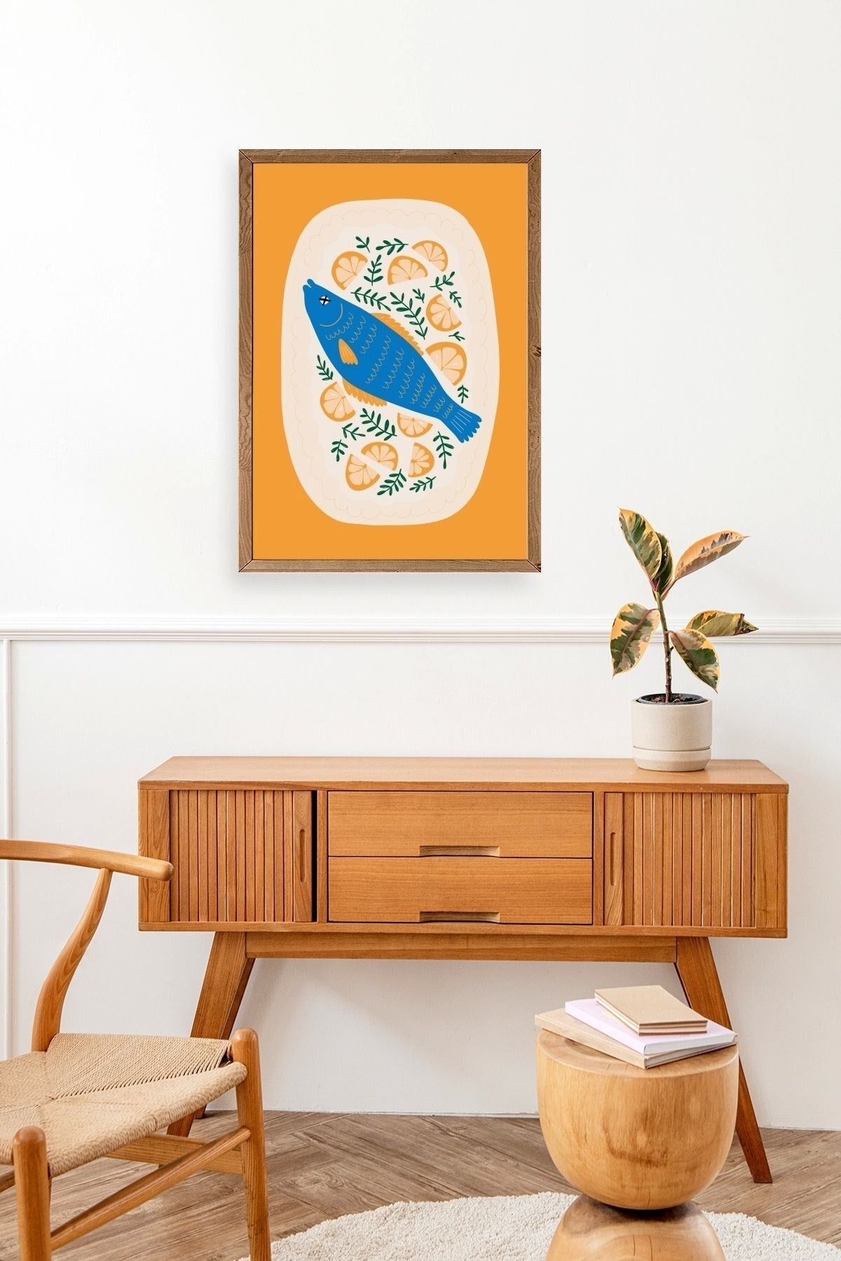 Balık Ahşap Çerçeveli Tablo 30 x 42