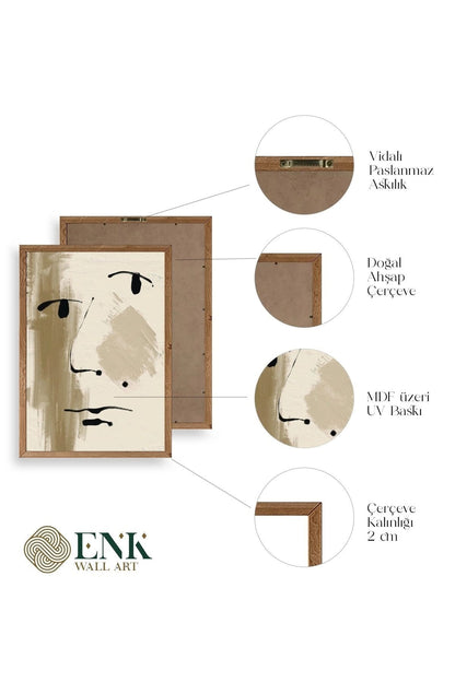 Modern Üçlü Ahşap Çerçeveli Tablo 50 x 70