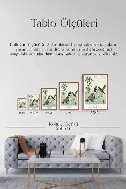 Kuşlar Ahşap Çerçeveli Tablo 30 x 42