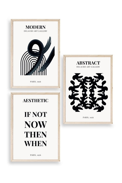 Modern Üçlü Ahşap Çerçeveli Tablo 23 x 30