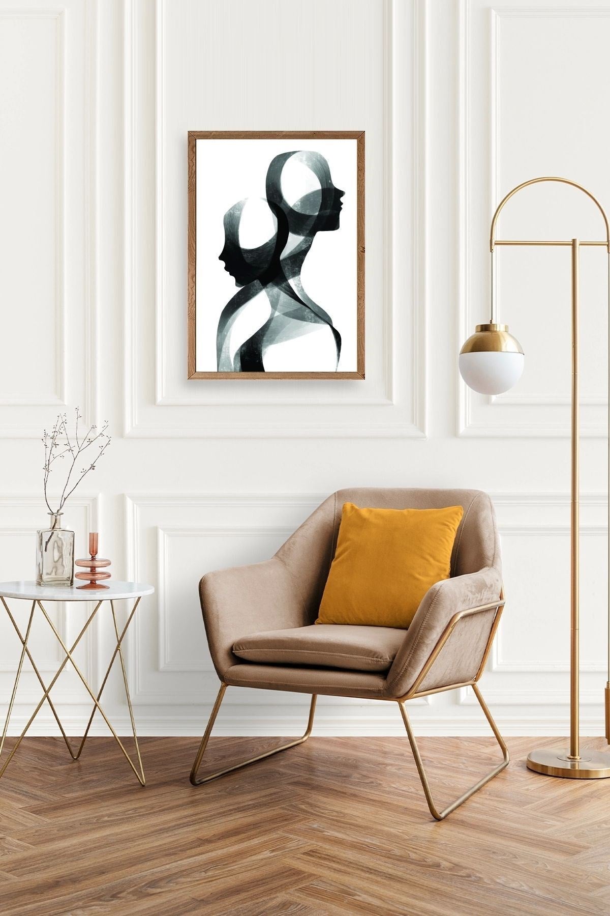 Soyut Ahşap Çerçeveli Tablo 30 x 42