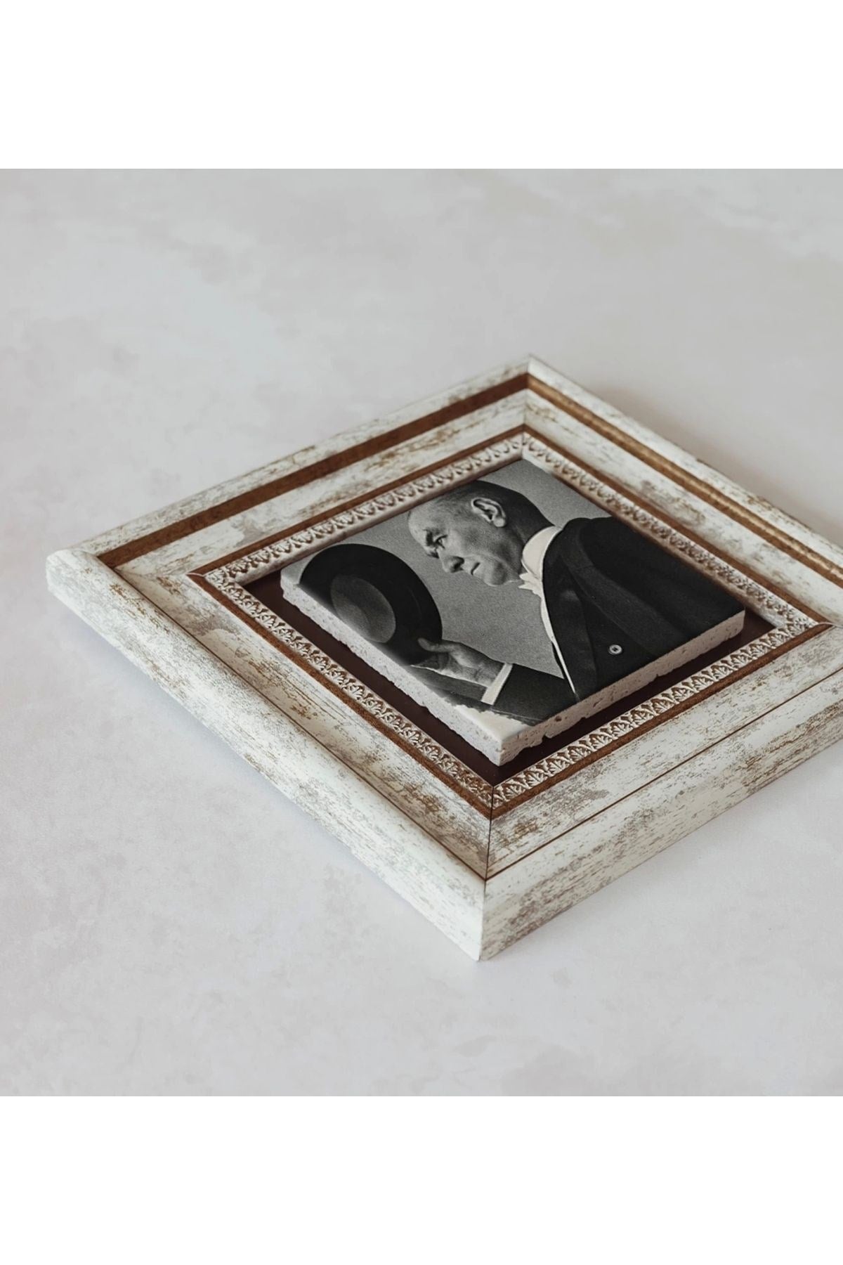 Atatürk Çerçeveli Taş Tablo , Çerçeveli Taş Duvar Dekoru 20 cm