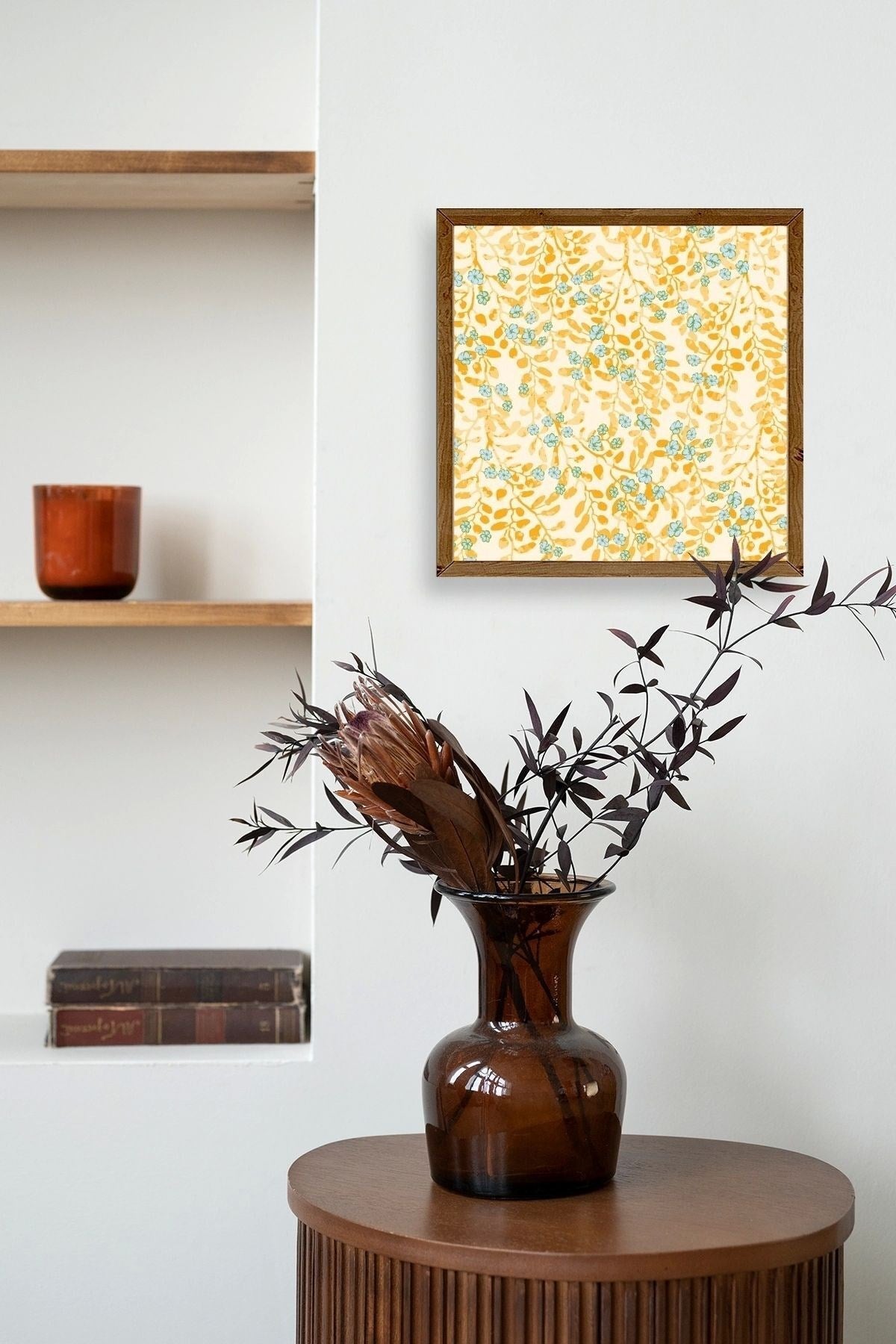 Çiçek Ahşap Çerçeveli Tablo 23 x 23