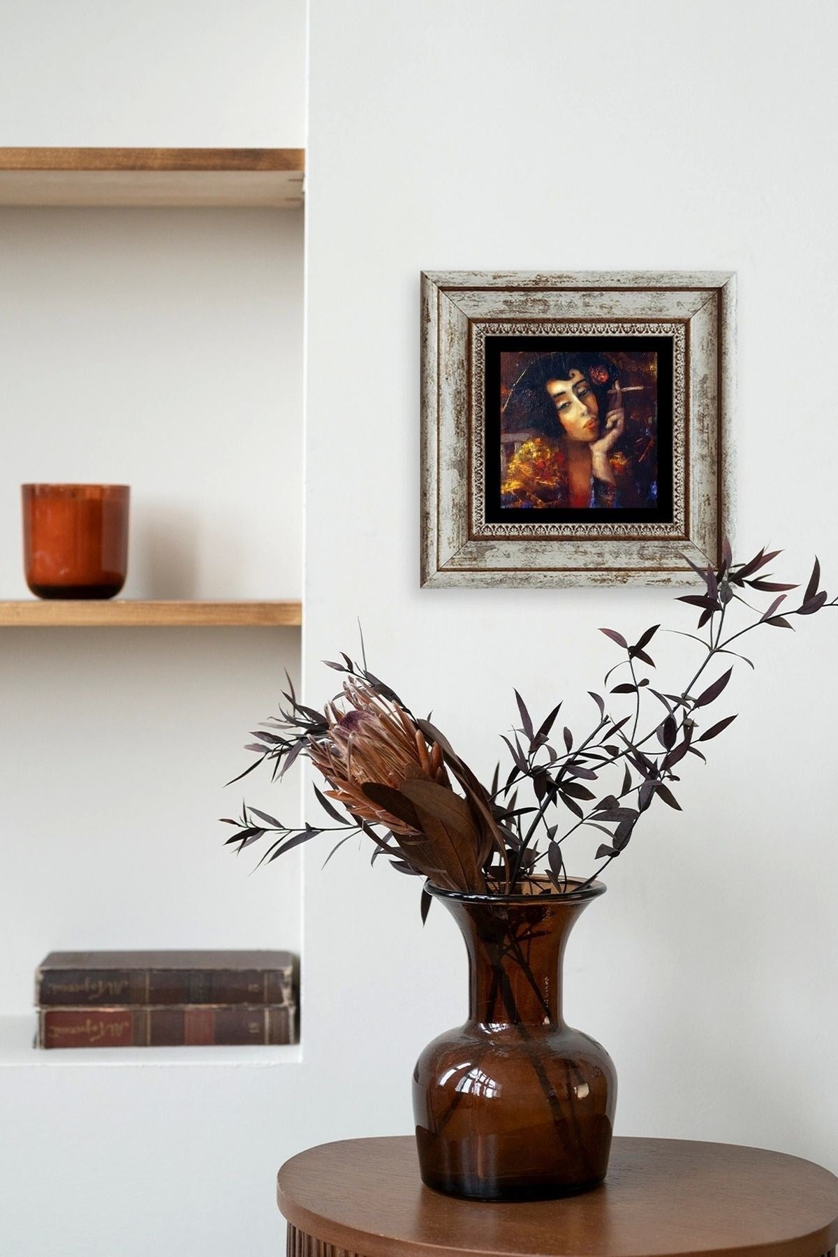 Kadın Çerçeveli Taş Tablo 20 cm