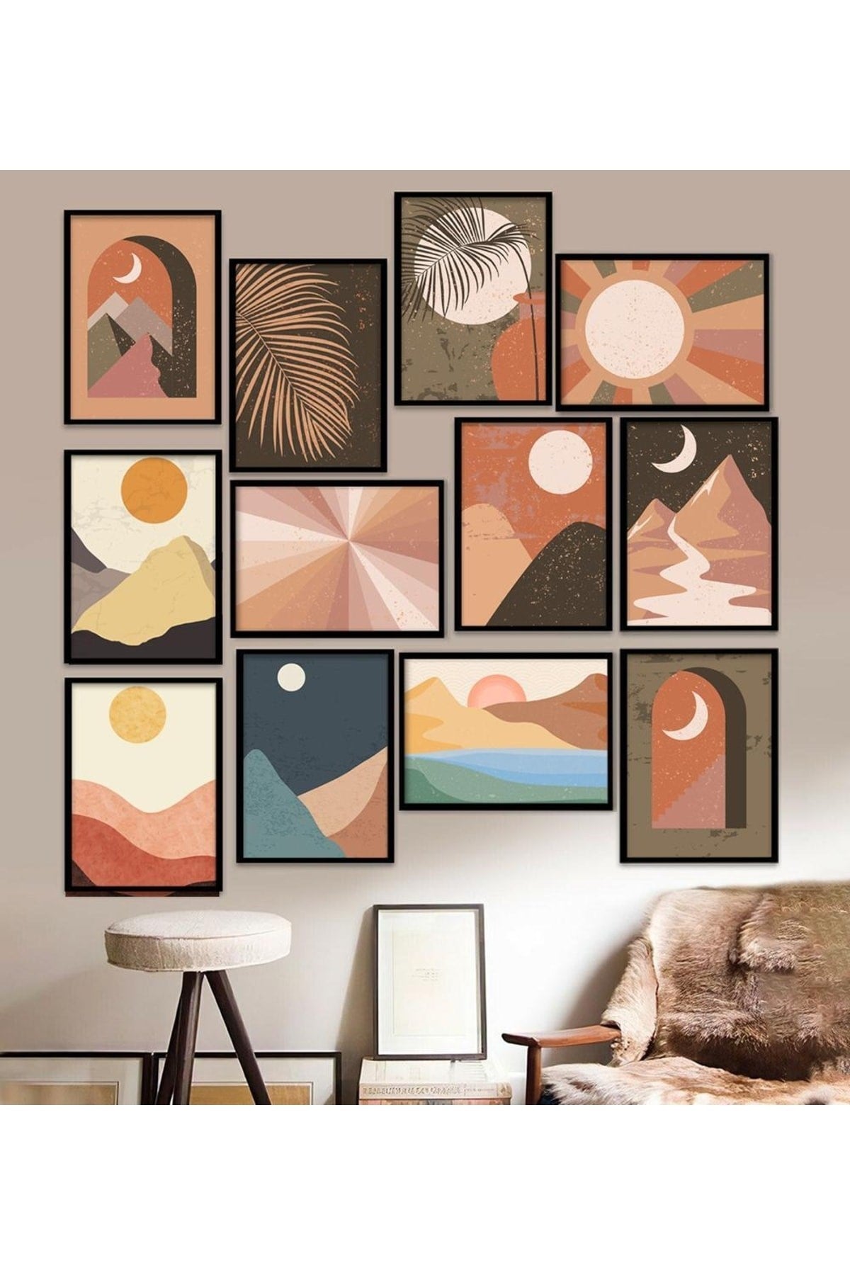 12 Parça Çerçeve Görünümlü Mdf Tablo Seti 15 x 20