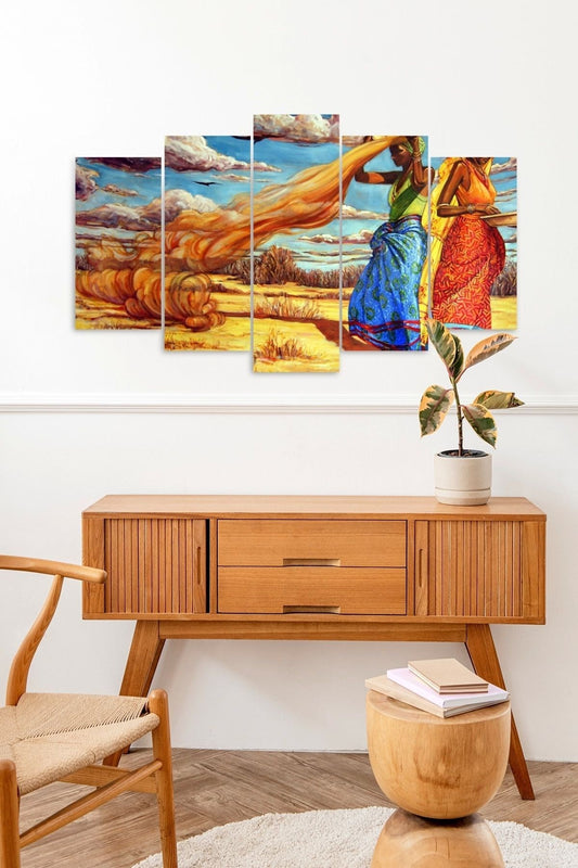 Kadınlar ve Bulutlar 5 Parçalı Mdf Tablo 60 x 100