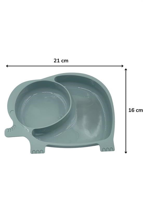 BUFFER® Bebek ve Çocuk için Sevimli Fil Model Desenli Yemek Bebek Mama Kabı Bölmeli Tabak