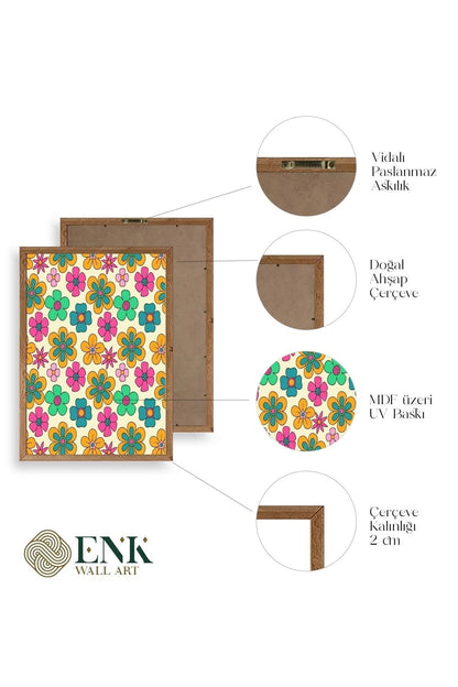 Çiçekler Ahşap Çerçeveli Tablo 50 x 70