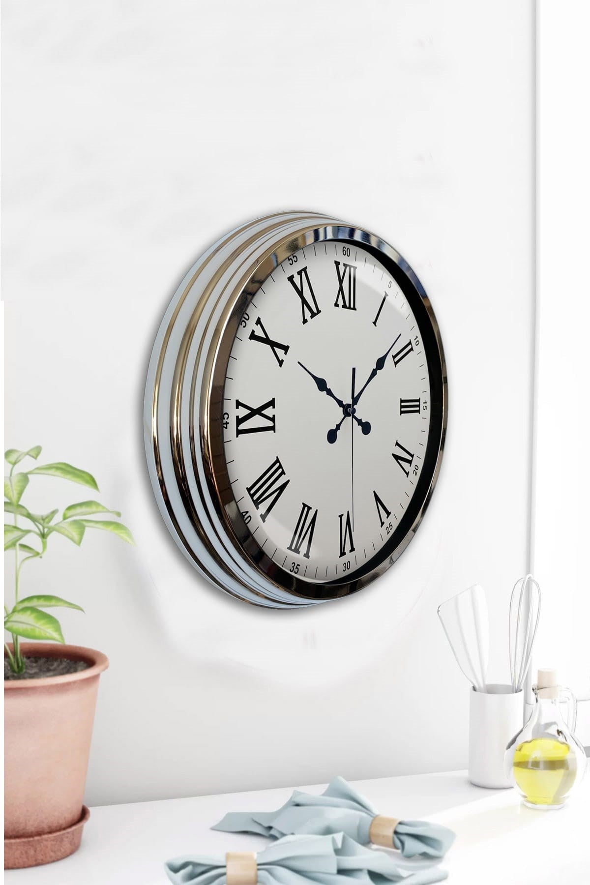 Zentime 40 Cm Krom Elegance Duvar Saati