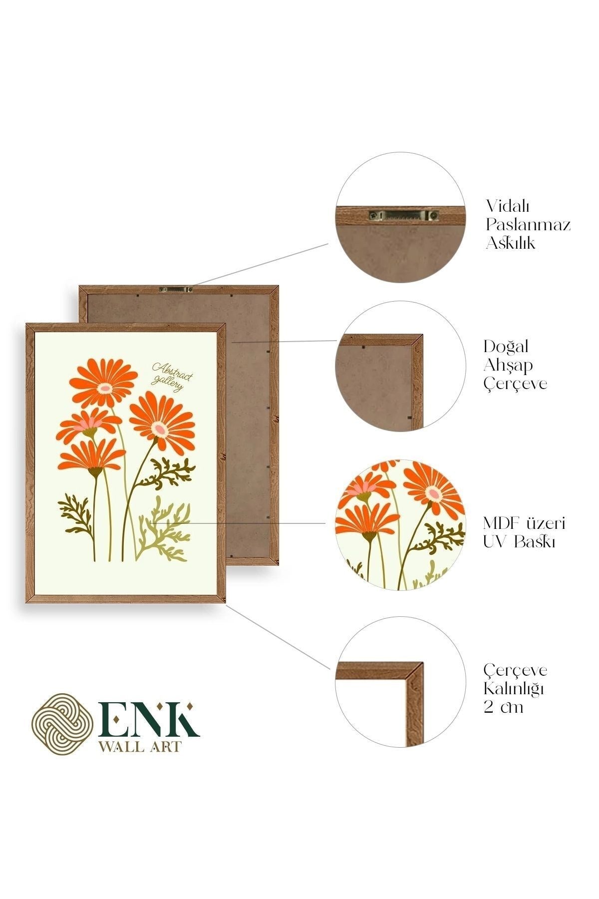 Botanik Üçlü Ahşap Çerçeveli Tablo 30 x 40