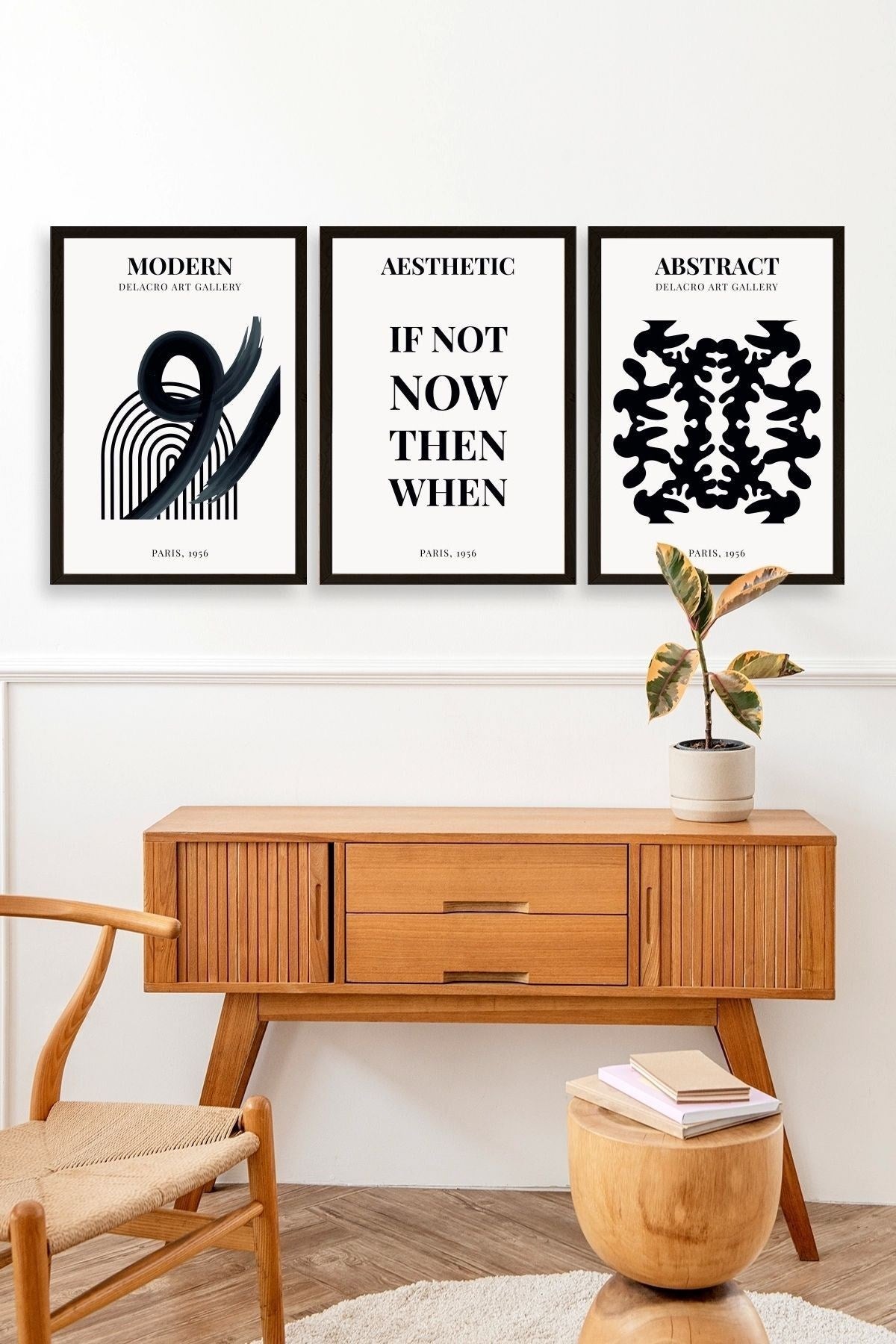 Modern Üçlü Ahşap Çerçeveli Tablo 23 x 30