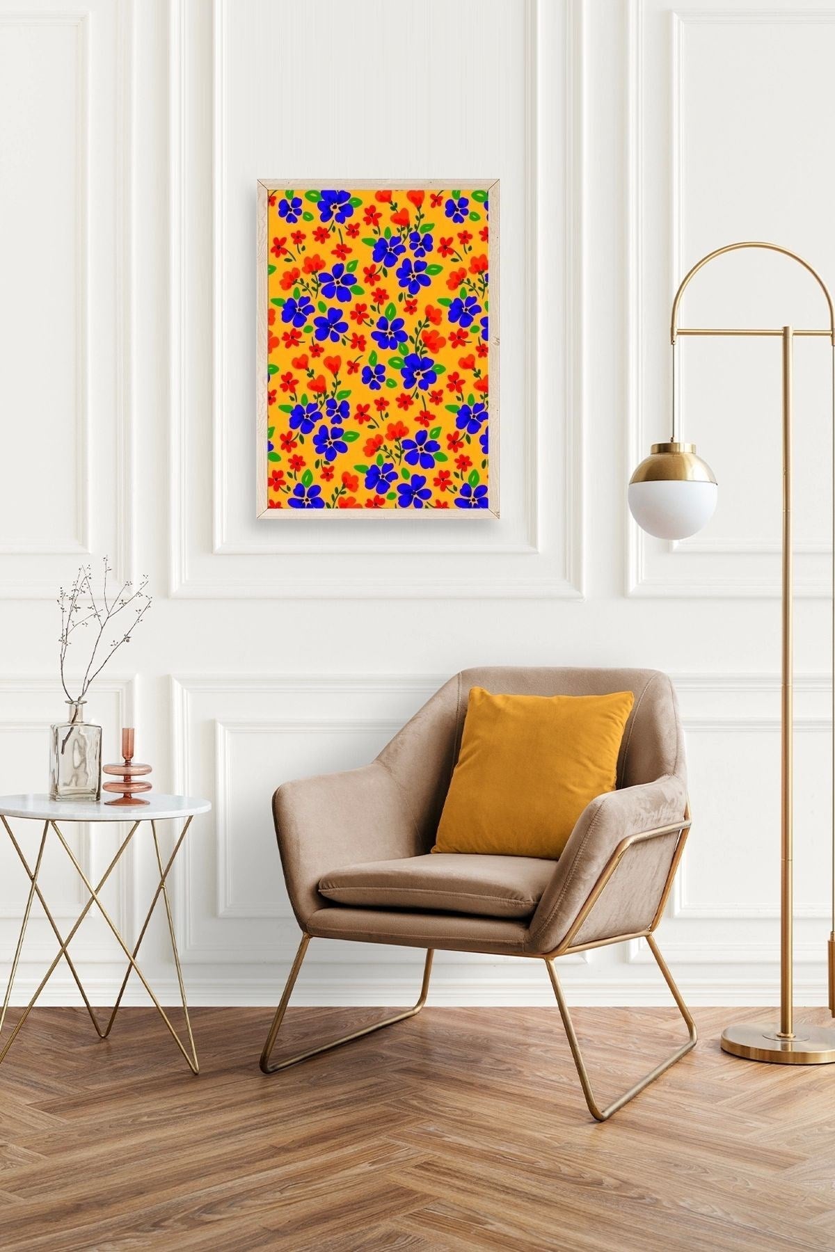 Çiçekler Ahşap Çerçeveli Tablo 50 x 70