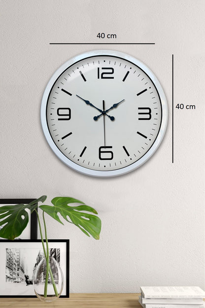 Zentime 40 Cm Metal Beyaz Modern Duvar Saati