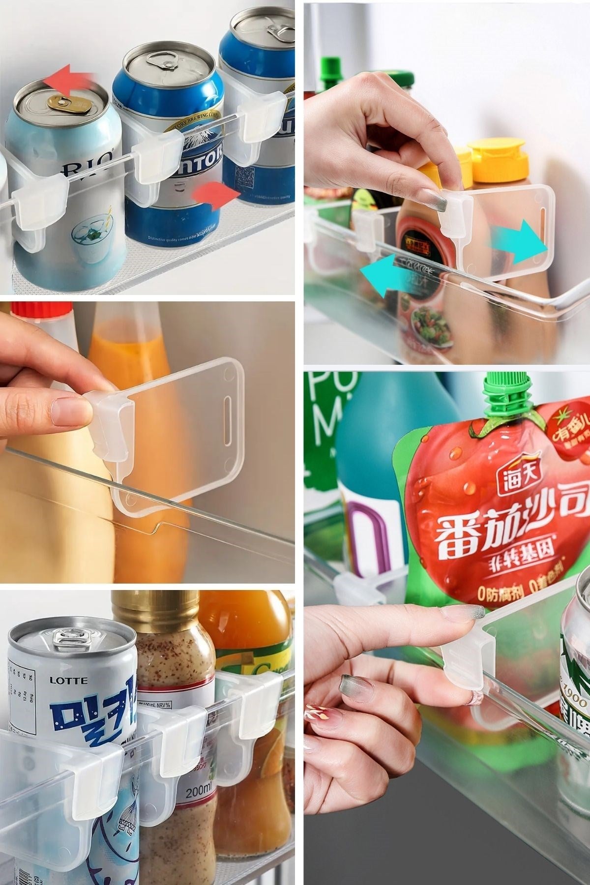 BUFFER® 10'luŞeffaf Buzdolabı Yan Kapı Düzenleyici Buzdolabı Dolap İçi Bölümleyici Aparatlar