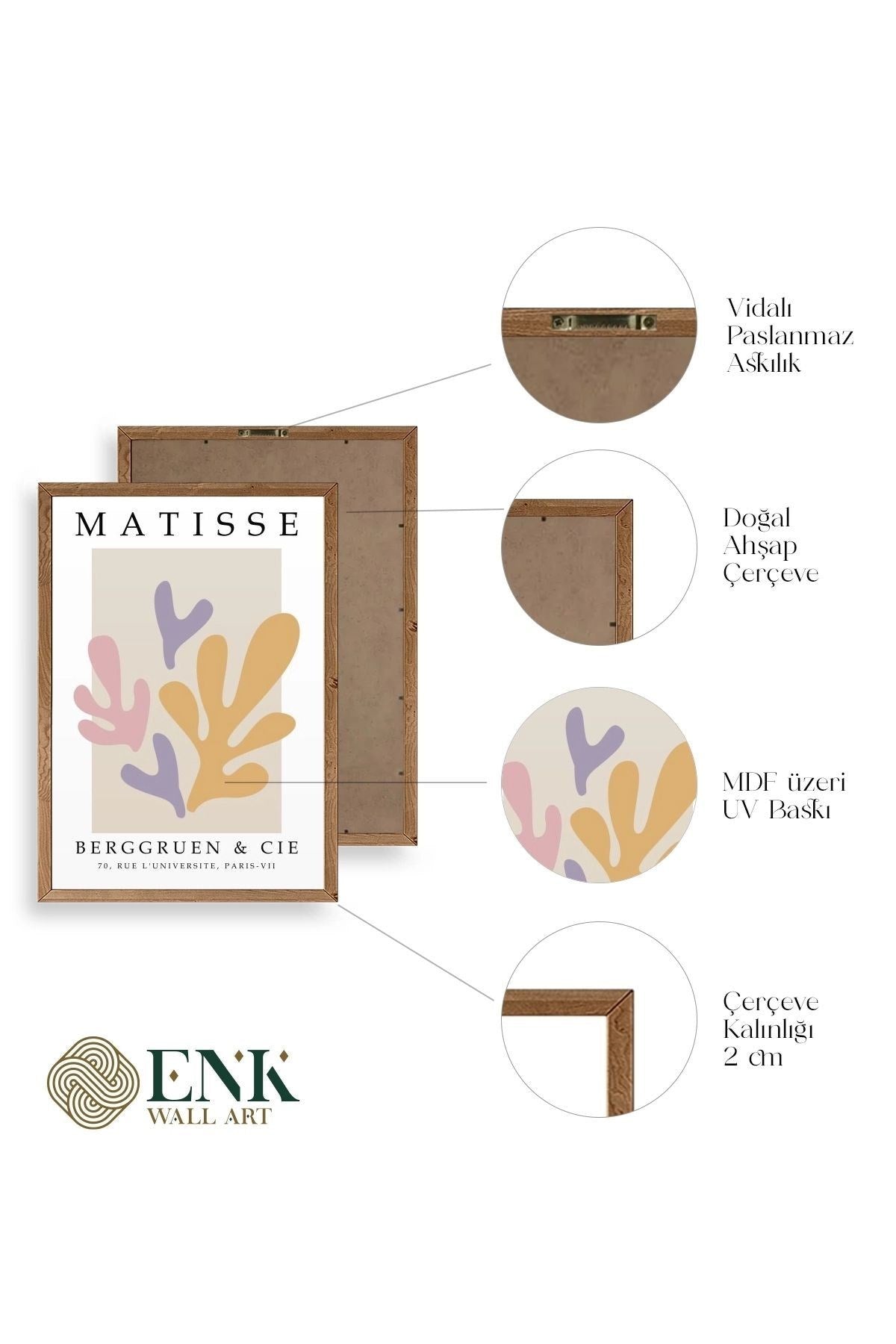 Soyut Ahşap Çerçeveli Tablo 50 x 70