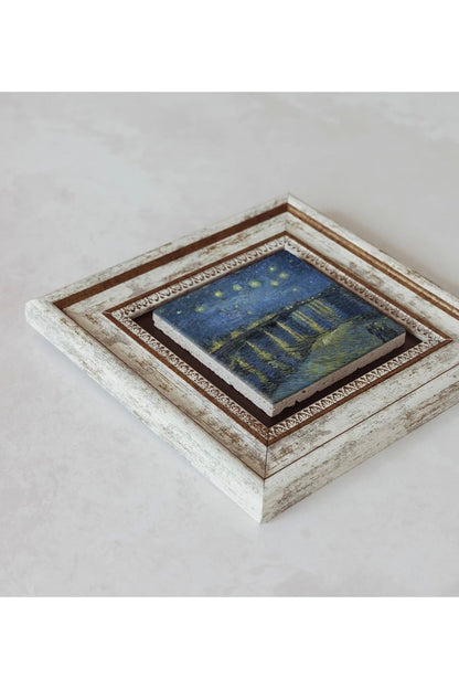 Vincent Van Gogh Çerçeveli Taş Tablo , Çerçeveli Taş Duvar Dekoru 20 cm