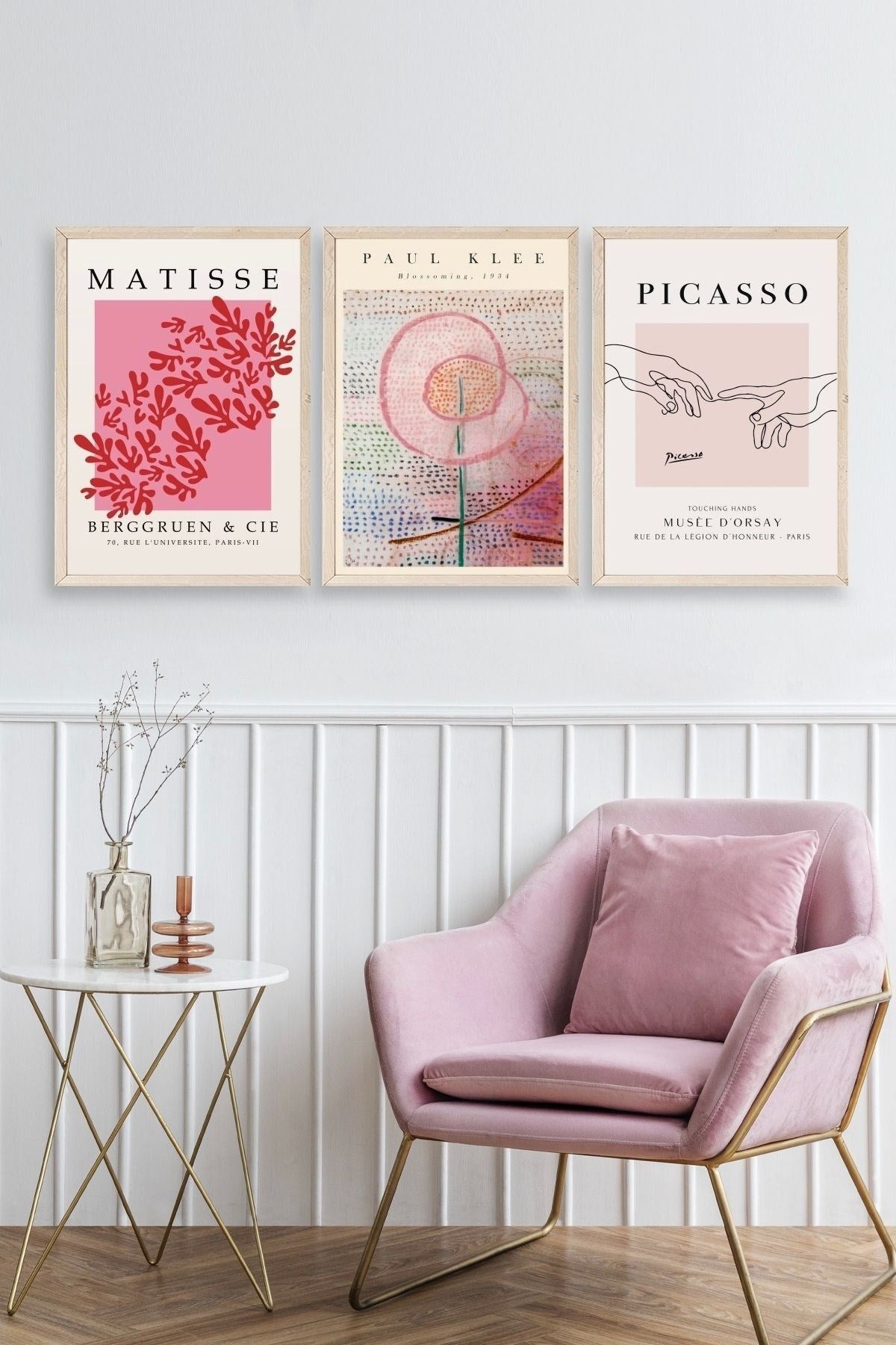 Ünlü Tablolar Üçlü Ahşap Çerçeveli Tablo 30 x 40