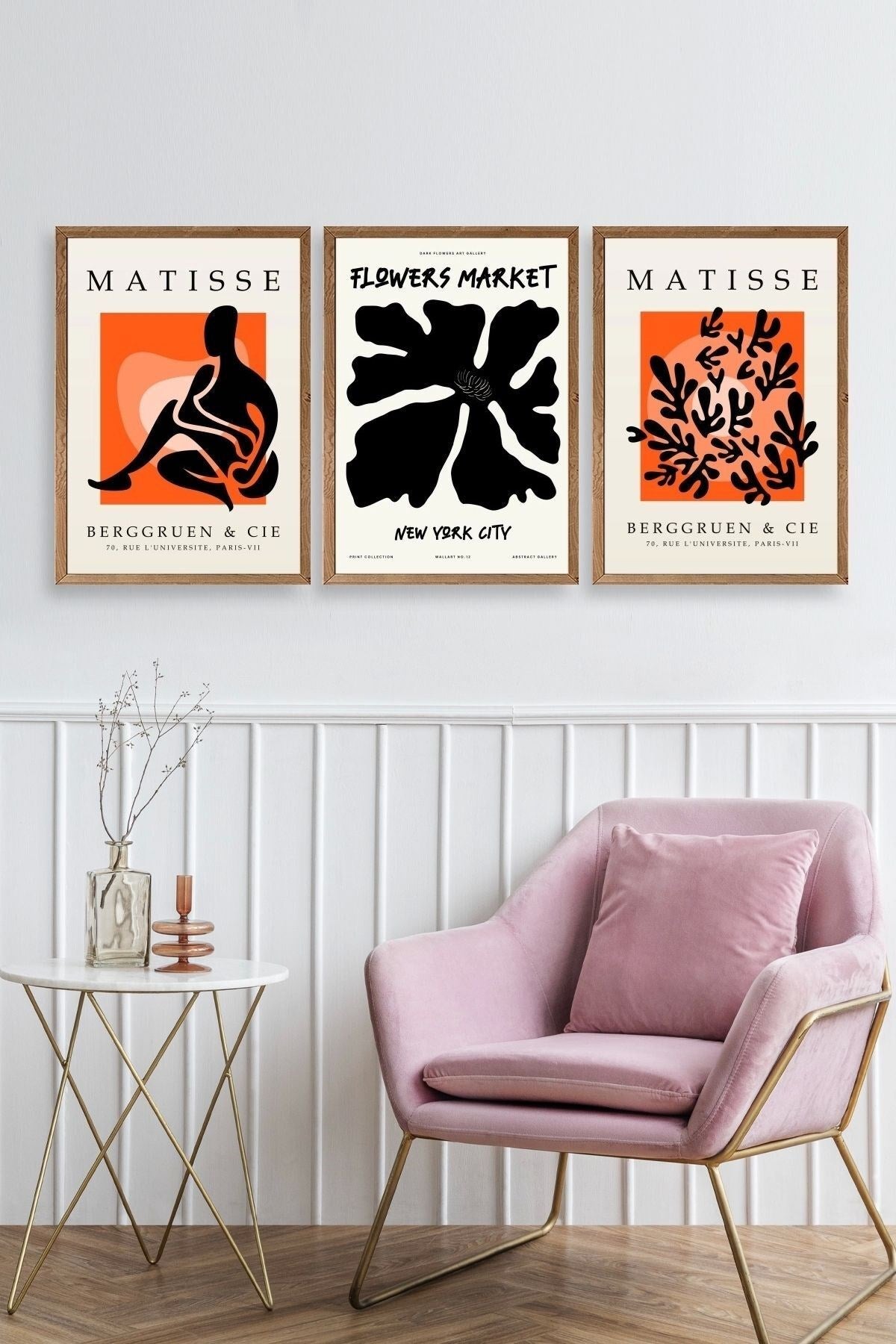 Matisse Üçlü Ahşap Çerçeveli Tablo 50 x 70